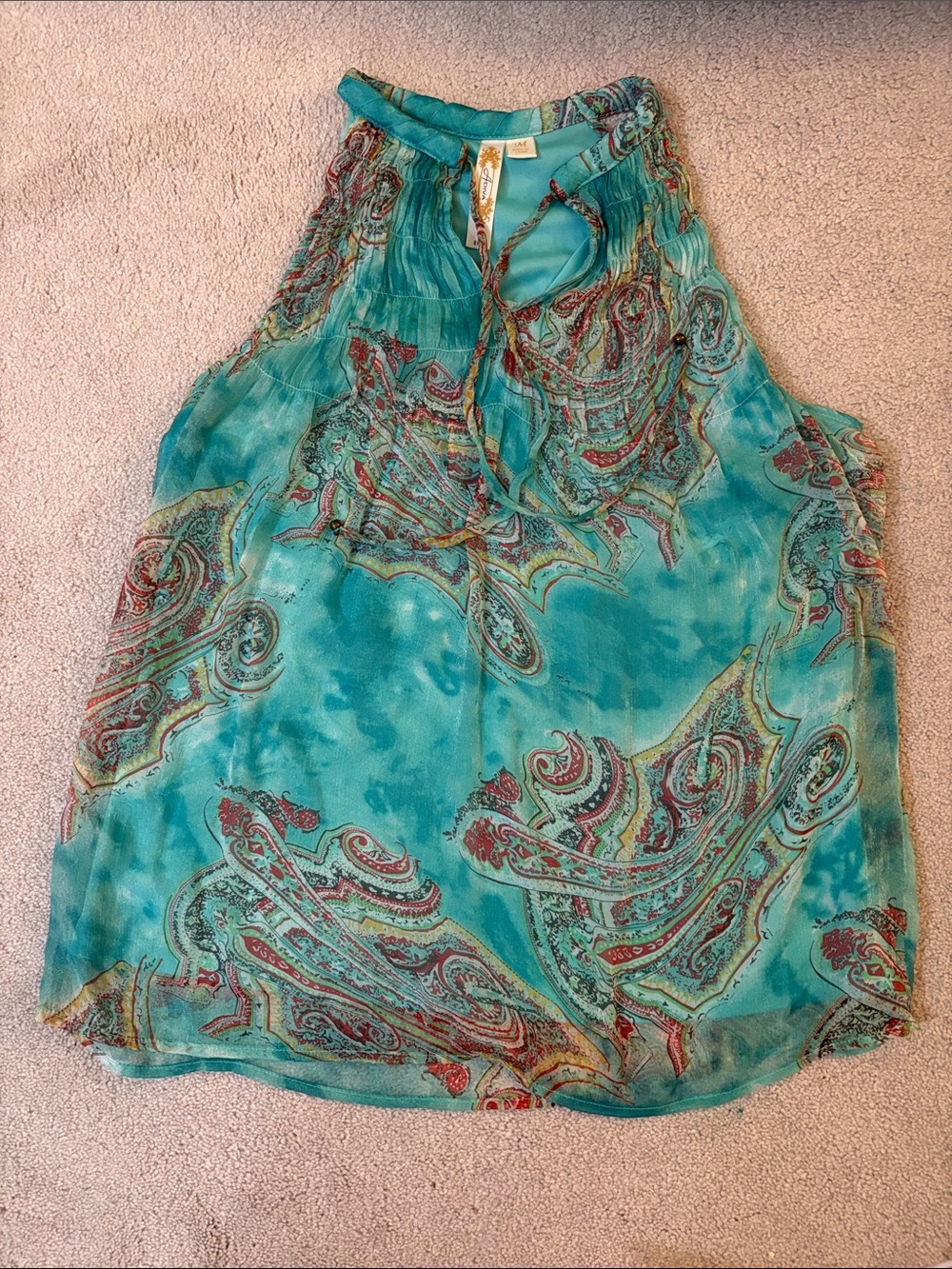 Adiva Teal Paisley Halter Camisole